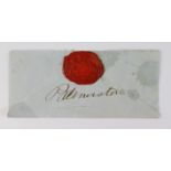 Autograph of Lord Palmerston on c1830 envelope piece with red wax seal (from a Free privilege
