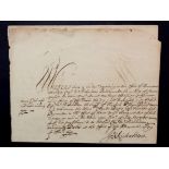 Naval interest. A contemporary manuscript office copy of a warrant removed from a ledger of the
