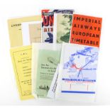 Aviation interest. A collection of eight airline timetables & brochures, circa 1930s, airlines