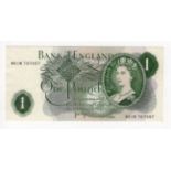 Page 1 Pound issued 1970, scarce FIRST RUN REPLACEMENT note 'W01M' prefix, serial W01M 707057 (B321,