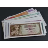 Yugoslavia (90), dealers lot of Uncirculated notes, including hyper inflation notes from the 1980'