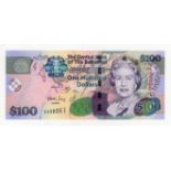 Bahamas 100 Dollars dated 2009, Queen Elizabeth II portrait at right, signed W. Craigg, serial