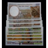 Central African States (8), a good group of high grade notes, Gabon 5000 Francs issued 1998, Gabon