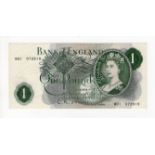 O'Brien 1 Pound issued 1960, rare FIRST RUN REPLACEMENT note 'M01' prefix, serial M01 072819 (