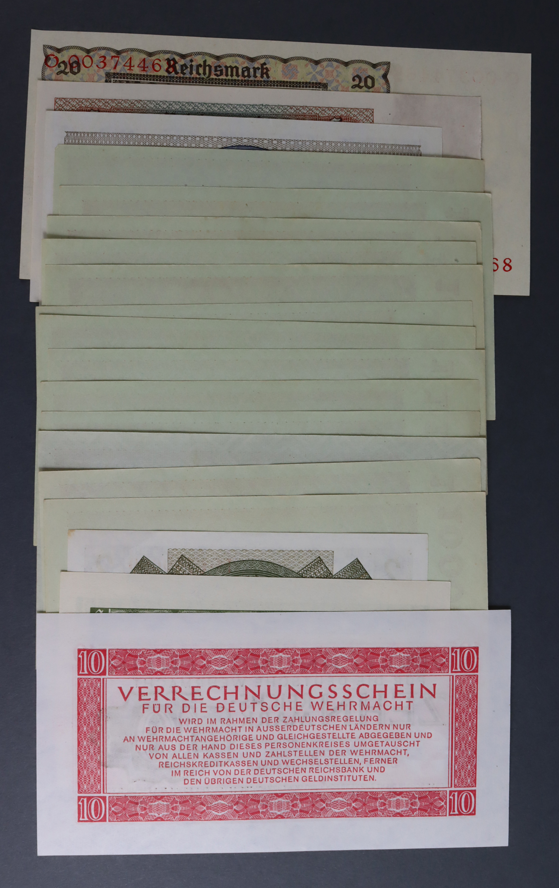 Germany (19), 1 Reichsmark & 10 Reichsmark dated 15th September 1944, WW2 Military Wehrmacht - Image 2 of 2