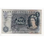 Hollom 5 Pounds issued 1963, a scarce FIRST RUN REPLACEMENT note 'M01' prefix, serial M01 204761 (