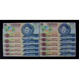 Bahamas 1 Dollar (10) dated 1992, a consecutively numbered run of 10 Commemorative notes,