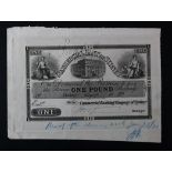 Australia Commercial Bank of Sydney 1 Pound, working obverse proof with handwritten date 28th