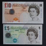 Lowther (2), 10 Pounds issued 2000 and 5 Pounds issued 2002, both FIRST RUN notes with MATCHING