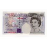 Lowther 20 Pounds issued 1999, scarce FIRST RUN 'DA01' prefix LOW serial number, serial DA01