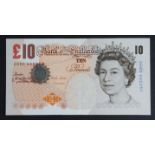 Lowther 10 Pounds issued 2000, very rare LAST RUN 'AH80' prefix, serial AH80 865257 (B388, Pick389a)