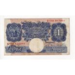 Peppiatt 1 Pound issued 1940, blue WW2 emergency issue, scarce LAST RUN REPLACEMENT note 'S13H'