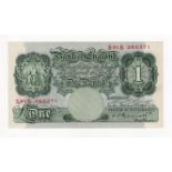 Peppiatt 1 Pound issued 1948, very rare FIRST RUN REPLACEMENT note 'S01S' prefix, serial S01S 385371