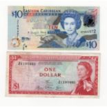 East Caribbean (2), REPLACEMENT notes, 1 Dollar issued 1965 serial Z1 197682 (TBB B101z, Pick13r)