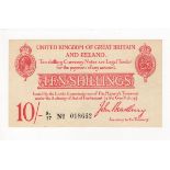 Bradbury 10 Shillings issued 1915, serial S1/17 018662 (T13.2, Pick348a) lightly pressed EF