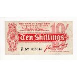 Bradbury 10 Shillings issued 1914, serial S/16 015544, No. with dot (T8, Pick346) small edge nick,