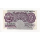 Peppiatt 10 Shillings issued 1940, mauve WW2 emergency issue, very scarce FIRST RUN 'Z01D' prefix,