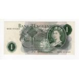 Fforde 1 Pound issued 1967, very rare FIRST RUN REPLACEMENT note 'M09R' prefix, serial M09R