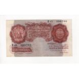 Mahon 10 Shillings issued 1928, FIRST SERIES note serial Z15 398795 (B210, Pick362a) about VF