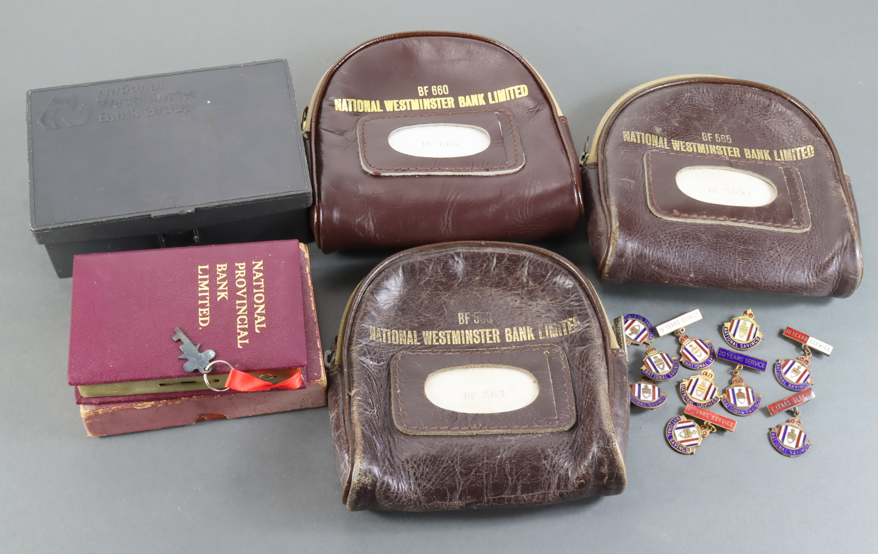 Banking Ephemera, National Westminster Bank leather night safe bags (3) no keys needed these bags