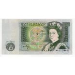 Page 1 Pound issued 1978, scarce ONLY PREFIX issued, REPLACEMENT note, serial M01 594677 (B338,