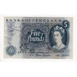 Fforde 5 Pounds issued 1967, very rare LAST RUN 'Z99' prefix, serial Z99 570787 (B312, Pick375b)