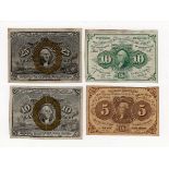 USA Fractional Postage Currency (4), 5 Cents dated 17th July 1862, First Issue (Pick97) EF, 10 Cents