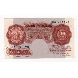 Beale 10 Shillings issued 1950, REPLACEMENT note serial 33A 251178 (B267, Pick368b) EF to EF+