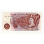 O'Brien 10 Shillings issued 1961, rare FIRST RUN REPLACEMENT note 'M01' prefix, serial M01 398988 (