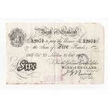 Nairne 5 Pounds dated 23nd October 1915, serial 75/D 32971, London issue (B208b, Pick304) ink