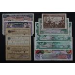 World (11), Africa collection, Belgian Congo 10 Francs dated 1944, East African Currency Board 1