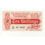 Bradbury 10 Shillings issued 1914, serial B/30 06414, No. with dot (T10, Pick346) lovely crisp,