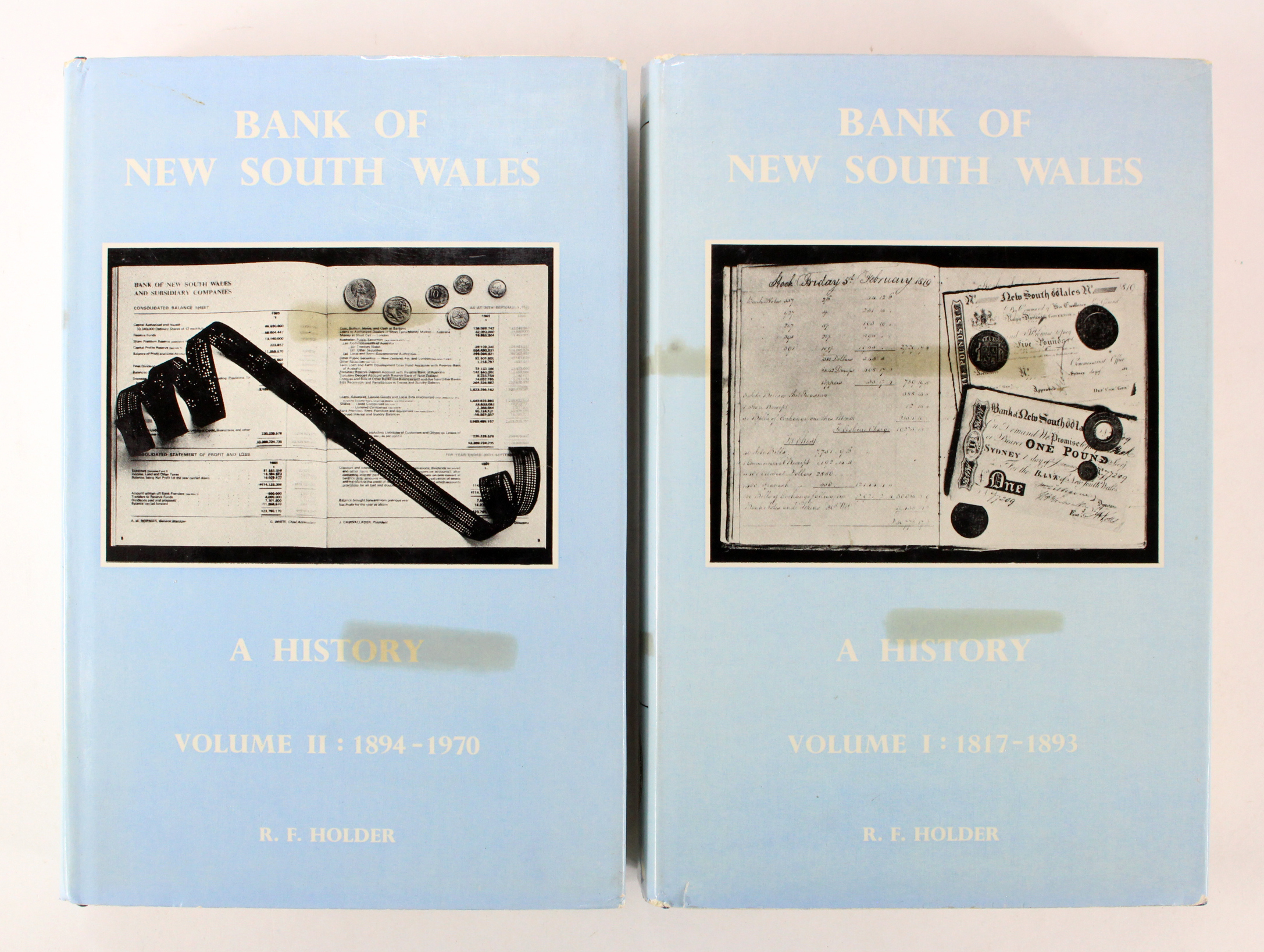 Books (2), Bank of New South Wales a History Volume I 1817 - 1893 and Volume II 1894 - 1970 by R.