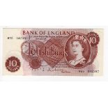 Hollom 10 Shillings issued 1963, a rare LAST RUN REPLACEMENT note 'M55' prefix, serial M55 042387 (