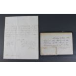 Paper ephemera, letter to Royal Bank of Scotland signed Henry Hase and dated 1822, plus a note