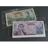 Colombia (100), 5 Pesos Oro (50) and 10 Pesos Oro (50) dated 1980, consecutively numbered runs (