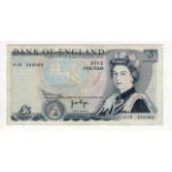 Page 5 Pounds issued 1971, scarce FIRST RUN REPLACEMENT note '01M' prefix, serial 01M 530080 (