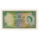 Rhodesia & Nyasaland 1 Pound dated 2nd December 1960, signed B.C.J. Richards, serial X/51 234361 (