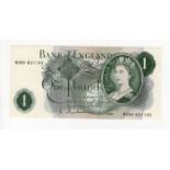 Hollom 1 Pound issued 1963, very rare LAST RUN REPLACEMENT note 'M08R' prefix, serial M08R 621142 (