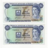 Bermuda 1 Dollar REPLACEMENT notes (2), dated 1st September 1978, a consecutively numbered pair,