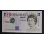 Lowther 20 Pounds issued 1999, rare FIRST RUN 'AA01' prefix with LOW serial number, serial AA01