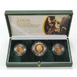 Three coin set 2006 (Two Pounds, Sovereign & Half Sovereign) Proof FDC boxed as issued