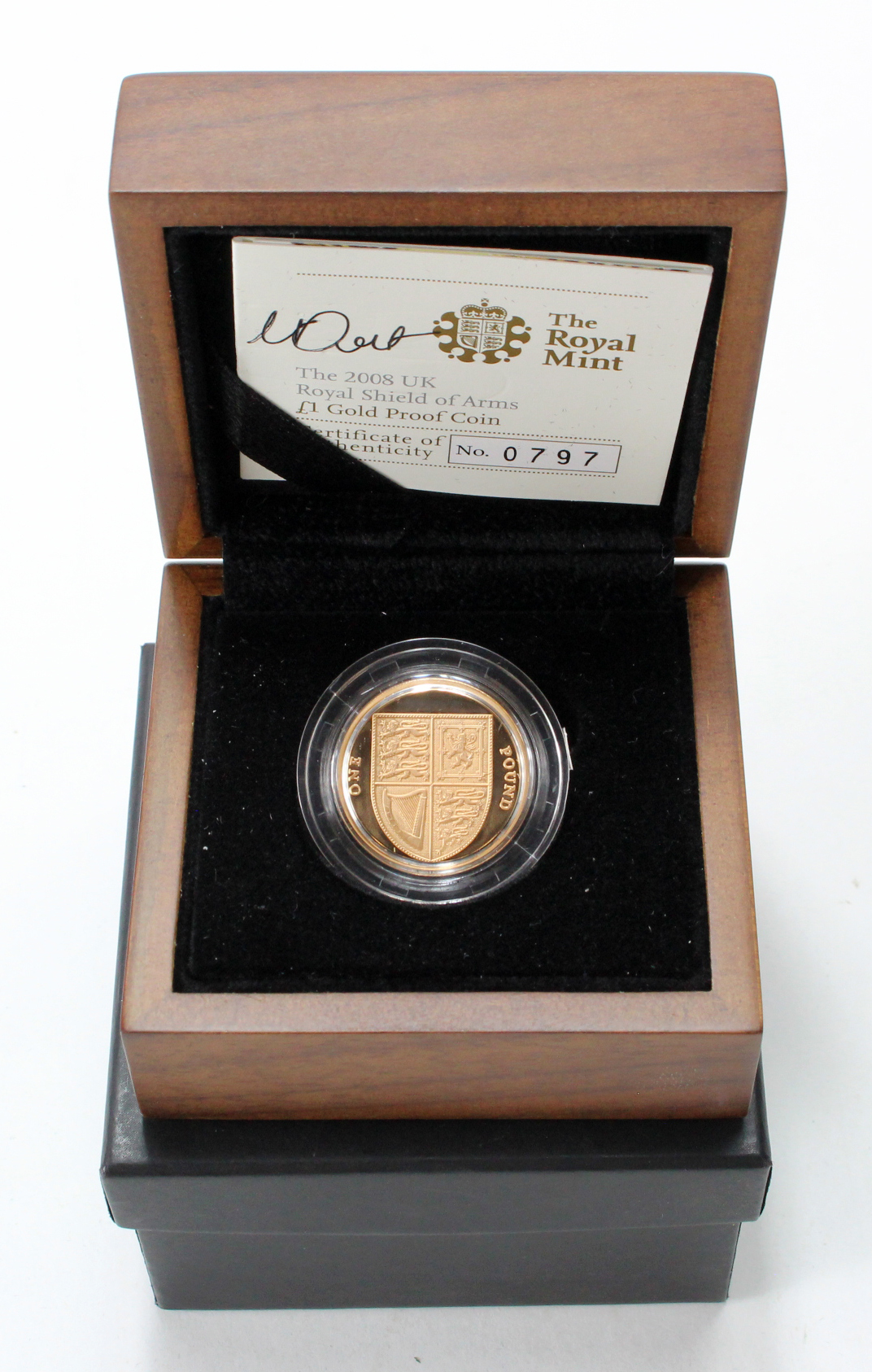 One Pound 2008 gold proof. FDC boxed as issued