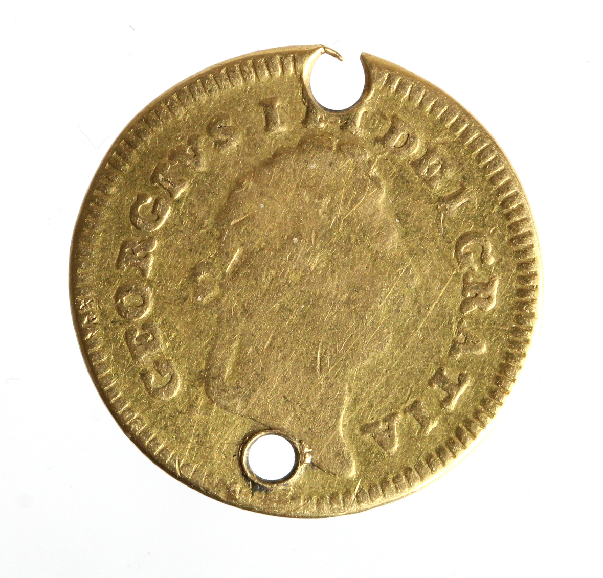 Third-Guinea 1803 double-holed Fair, 2.60g