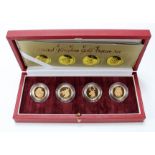 One Pound Pattern Set 2004 in Gold a four coin set depicting heraldic beasts FDC cased as issued