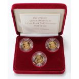 Three coin Half Sovereign "Portrait" set. 1980, 1986, & 2004. FDC boxed as issued