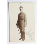 Lieut J W Todd RFC, killed 28th Sept 1917. Buried Croydon. A superb portrait photo postcard signed
