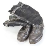 German Nazi Luftwaffe Pilots Boots, with labels, maker marked 'Eltron Pst 4004 E 24 Volt No.