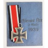 German Nazi Iron Cross 2nd Class, with paper packet of issue.