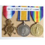 1915 Star Trio to 3894 Pte A Meston 1-Sco H. Later 13th Bn R.Highrs. Wounded 1918. (3)